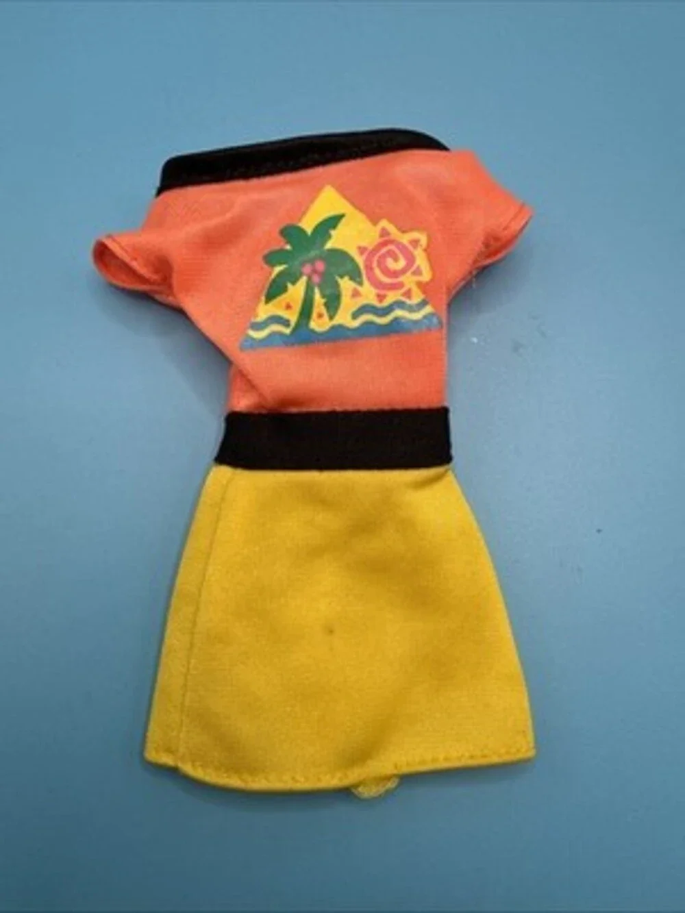 Vintage Barbie Doll Clothing From The 1990’s Neon Orange & Yellow Dress Outfit